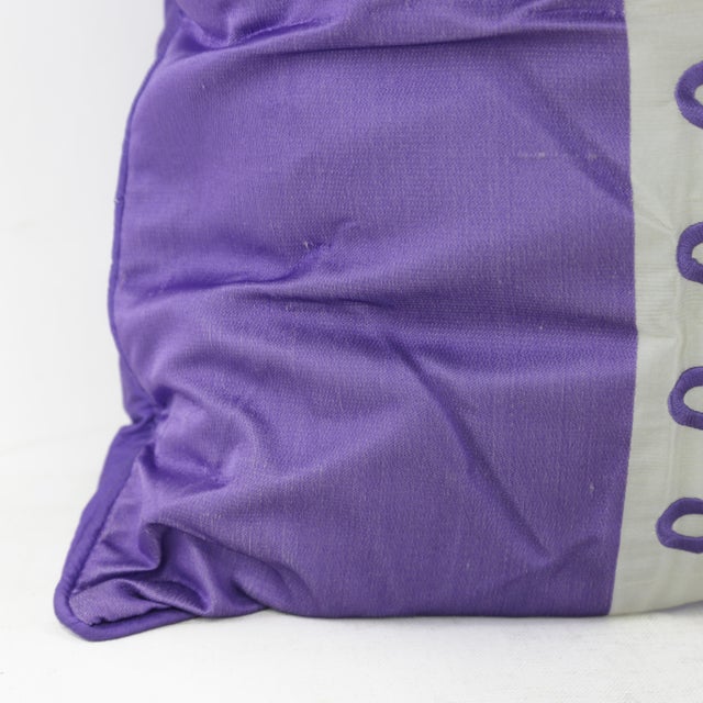 Purple Embroidered Decorative Pillow With Infinity Motif For Sale - Image 9 of 10