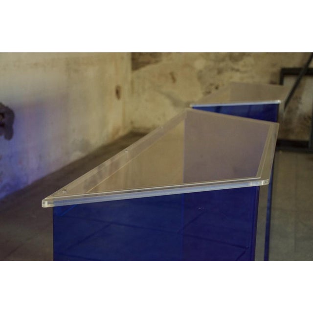 Blue International Acrylic Glass Reception Display Stands, 1980, Set of 2 For Sale - Image 4 of 18