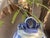 1980s 1980s Blue & White Hand Painted Stoneware Studio Pottery Hummingbird Feeder For Sale - Image 5 of 7