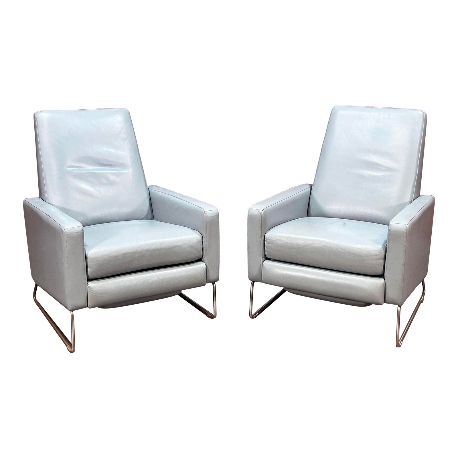 ディアーディアー('15オフィス桐生) Blu-ray Design With Reach Dwr Flight Chair Recliners in Blue Mist Leather