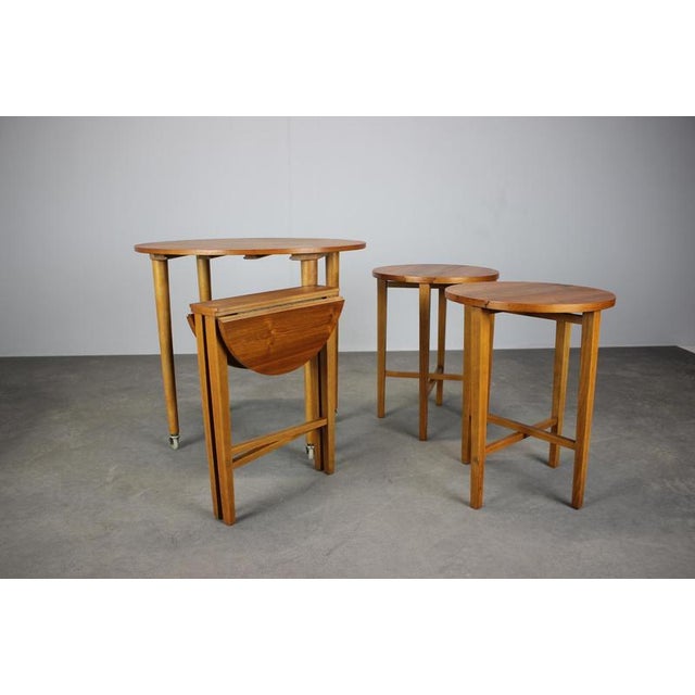 Wood Danish Teak Folding Table with Stools by Poul Hundevad, 1960, Set of 4 For Sale - Image 7 of 13