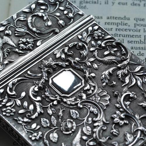 Silver Antique Georgian Silver Card Case with Decorations by Joseph Willmore, 1836 For Sale - Image 8 of 18