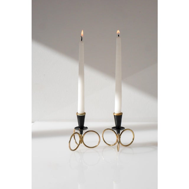 Mid-Century Modern Metal Candlestick Holders by Gunnar Ander for Ystad Metal, Sweden, Set of 2 For Sale - Image 11 of 15