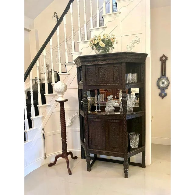 Large Antique Victorian Carved Oak Side Cabinet For Sale - Image 15 of 16