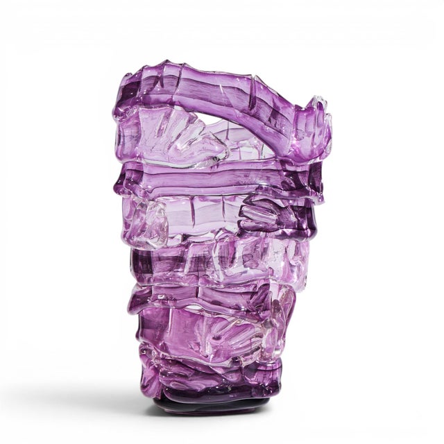 Contemporary Tom Philabaum Signed Large Hand-Built Glass Vase For Sale - Image 3 of 8