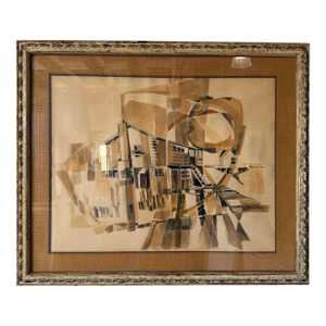 1970’s J. Peter Hummel Expressionist Abstract Architectural Watercolor Painting – Framed Under Glass