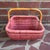 Bielecky Brothers Vintage Dusty Rose Painted Wicker Gathering Basket With Bamboo Handle For Sale - Image 4 of 8