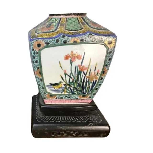 19th Century Pair 19th Century Famille Verte Chinese Porcelain Lamps For Sale - Image 5 of 9