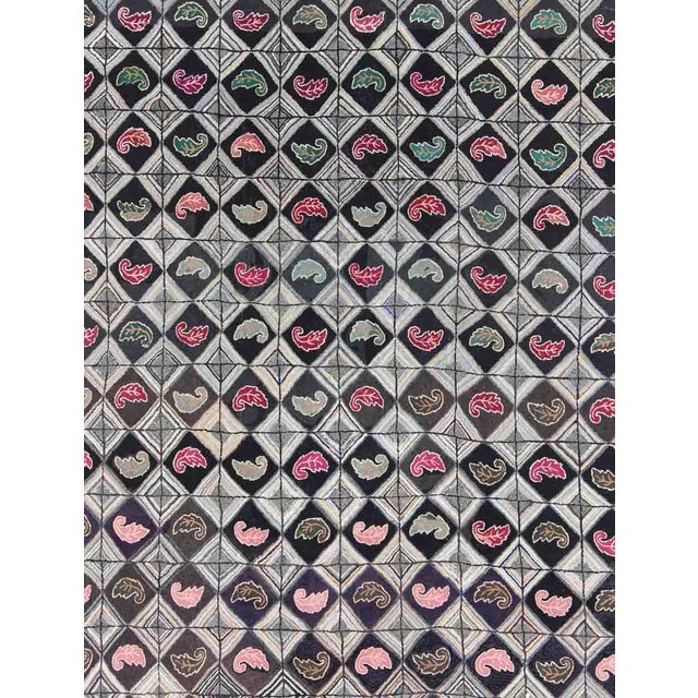 Antique American Hooked Rug With Diamond Patchwork Geometric Leaf Design 9'2"x12'1" For Sale - Image 4 of 10