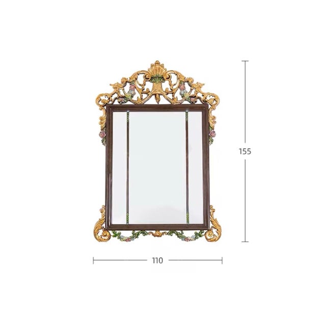 Wood Maison Velour Obsidian Bloom Hand-Painted French Revival Sideboard With Decorative Mirror For Sale - Image 7 of 8