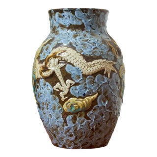 Late 19th Century Qing Qianlong Style Dragon Vase With Turquoise Glaze For Sale