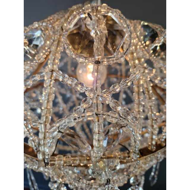 Antique Closed Crystal Body Sphere Basket Chandelier Bohemian For Sale - Image 10 of 13