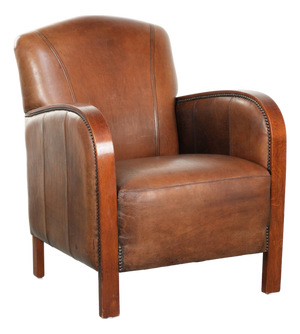 Art Deco Style Sheepskin Armchair in with Wooden Armrests