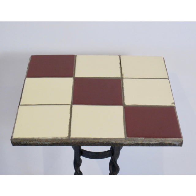 1950s TileTop Plant Stand Table With Twisted Wrought Iron Base Chairish