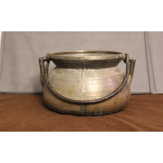 18th Century Bronze Cauldron with Forged Iron Handle, France For Sale - Image 6 of 6