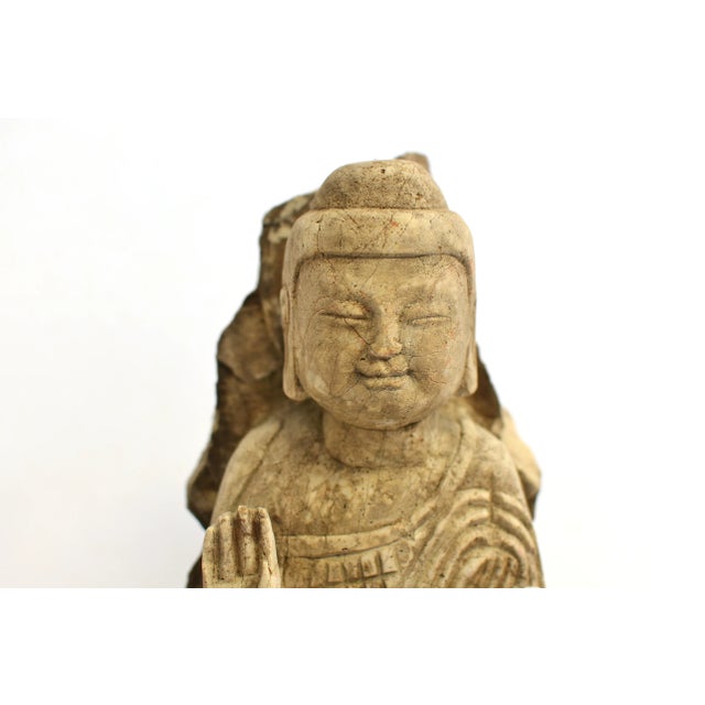 19th Century Solid Stone Young Buddha Shakyamuni 23 Lb For Sale - Image 10 of 16