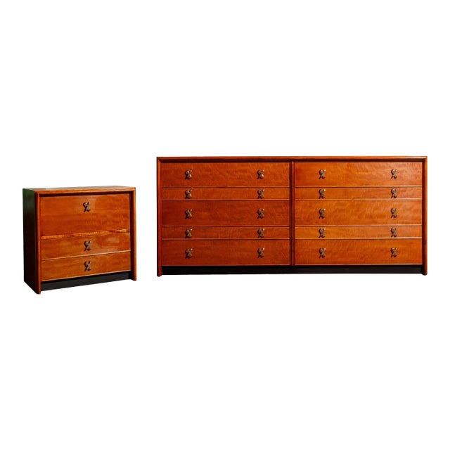 Paul Frankl Dresser and Nightstand for Johnson Furniture, 1950s - A Pair For Sale