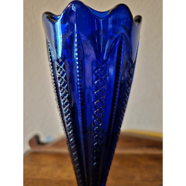 Art Deco 1970s Duncan & Miller Mardi Gras Vase, Pressed Glass For Sale - Image 3 of 12