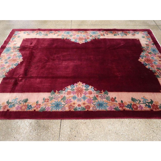 Galerie Shabab Collection Mid-20th Century Chinese Art Deco Accent Rug For Sale - Image 4 of 7
