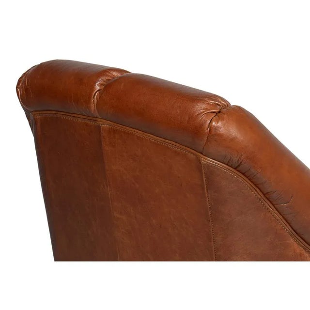 Classic Leather Swivel Chair For Sale - Image 10 of 12