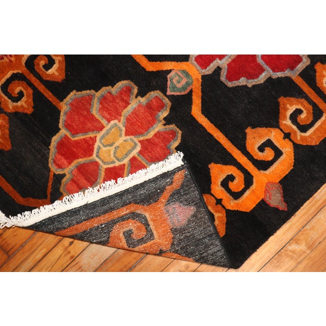 Asian Antique Vintage Tibetan Floral Rug - 2'11" x 5'9" For Sale - Image 3 of 7