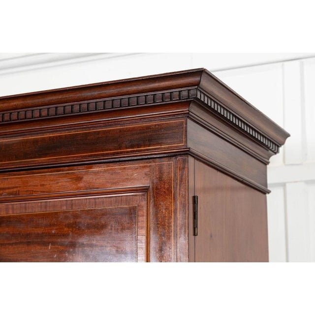 Wood Large English Inlaid Mahogany Double Wardrobe, 1890 For Sale - Image 7 of 18