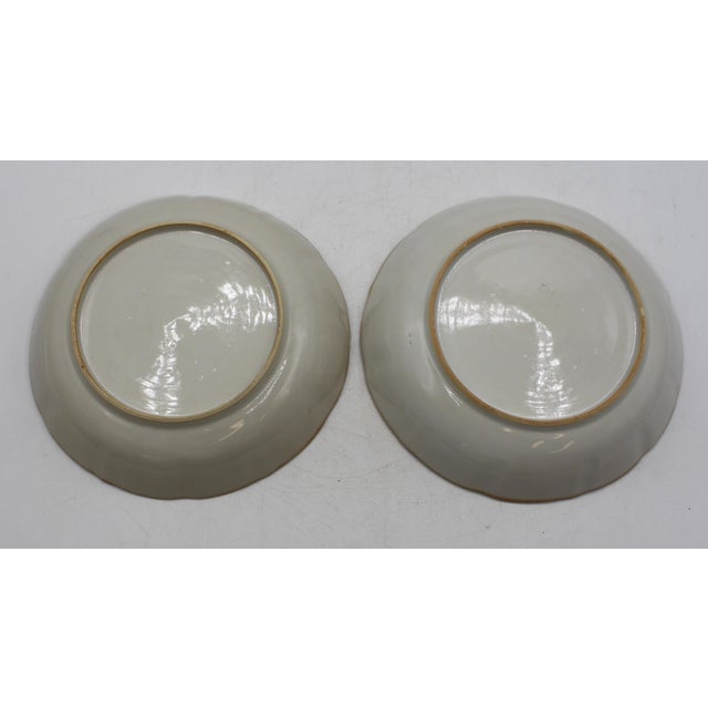 Pair of Chinese export blue & white sweetmeat dishes, late 18th century. Porcelain. Scalloped edge low bowl dish or...