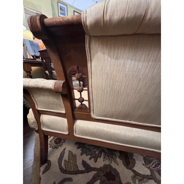 Antique American Victorian Walnut Tufted Parlor Settee With Carved Frame, Circa 1880 For Sale - Image 4 of 8