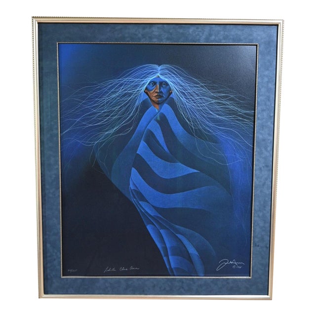 Frank Howell "Lakota Blue Aura" 1998 Commemorative Serigraph 119/225, Framed With Museum Glass For Sale