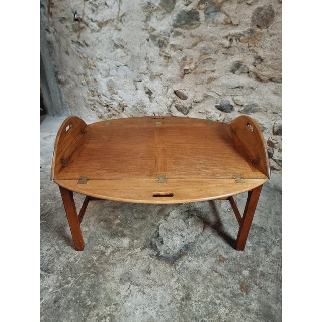 Brown Vintage Nautical Butlers Tray Coffee Table in Mahogany and Walnut, 1960s For Sale - Image 8 of 14