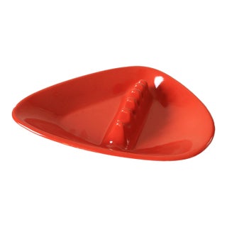 Vintage Bright Orange Melamine Boomerang Ashtray For Sale