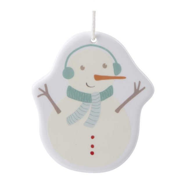 Contemporary Ceramic Snowman Ornament Set of 12 For Sale - Image 3 of 5