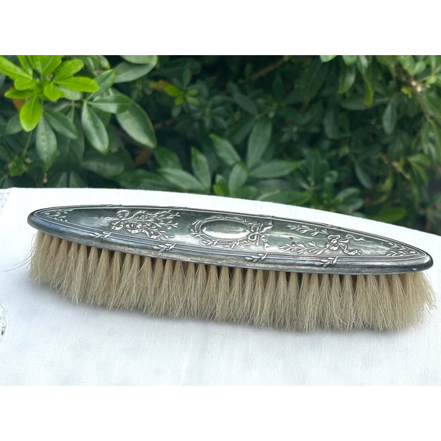 Early 20th Century Louis XVI Silver Clothes Brush Decorated with Crossed Ribbons and Laurel, France, 1900s For Sale - Image 5 of 5