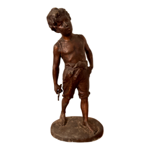 Mid 19th Century After Auguste Moreau Bronze Statue of a Boy