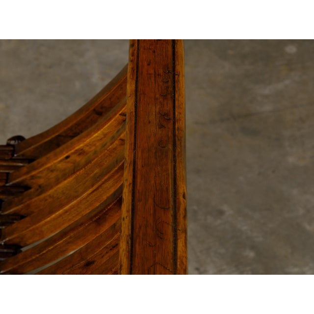 Wood Italian Renaissance Style Walnut Savonarola Folding Chair circa 1900 For Sale - Image 7 of 12