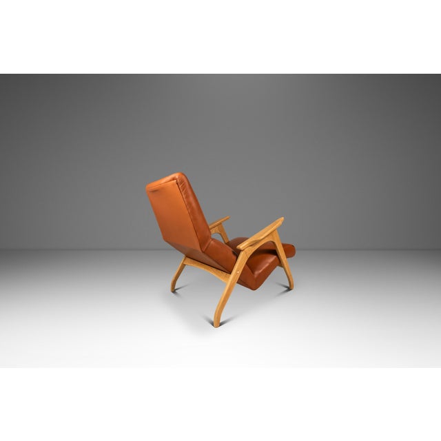 1960s Rare Mid-Century Modern Sculptural Lounge Chair & Ottoman in Oak & Italian Leather in the Manner of Adrian Pearsall, Usa, C. 1960s For Sale - Image 5 of 18