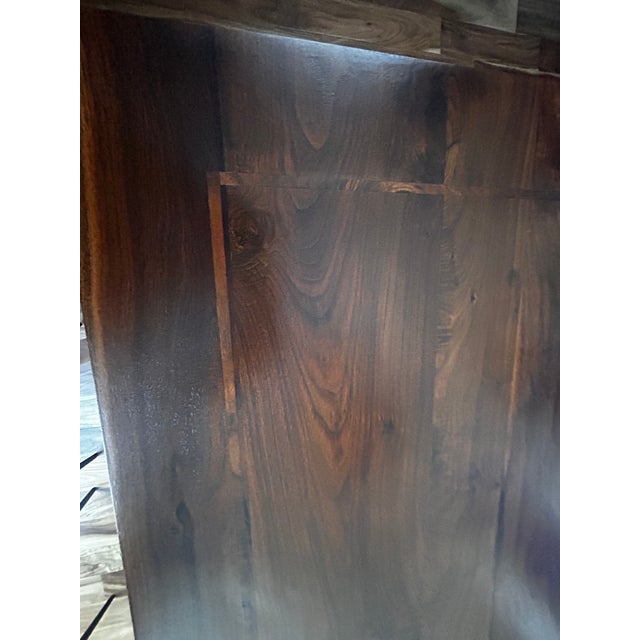 Beautiful custom commissioned piece from a local craftsman. Black metal base and solid Walnut top. 72” long, 40” wide, 30”...