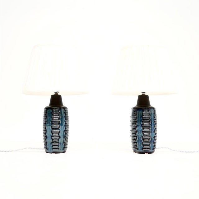 Mid-Century Modern Vintage Danish Ceramic Table Lamps by Einar Johansen for Soholm, 1960, Set of 2 For Sale - Image 3 of 11