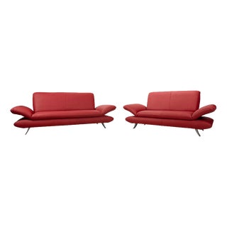 Rossini Set in Gavin 107 Vegan Leather Three-Seater and Two-Seater in Red with Manual Function Sofa Couch from Koinor, Set of 2 For Sale