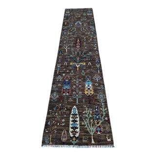 Bakhtiari Cypress Tree of Life Runner, Brown Ground, 2'9" X 11'9" For Sale