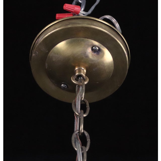 Metal Vintage Art Deco Scalloped Enclosed Pendant Light For Sale - Image 7 of 8