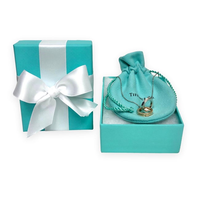 Tiffany & Co. 1837 Interlocking Circles Necklace Sterling Silver & 18k Rose Gold For Sale - Image 9 of 9