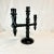 Black Cinco De Mayo - Vintage Boho Chic Mexican Ebonized Hand-Turned Wood 3-Arm Candelabra. For Sale - Image 8 of 9