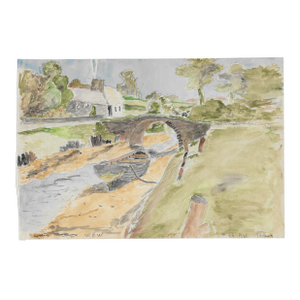 1943 William Wood Village Landscape Watercolor