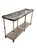 Wood Vintage Hollywood Regency Faux Bamboo Brass Console Table With Cane Shelf & Double Glass Top | Chinoiserie Campaign Entry Table For Sale - Image 7 of 12