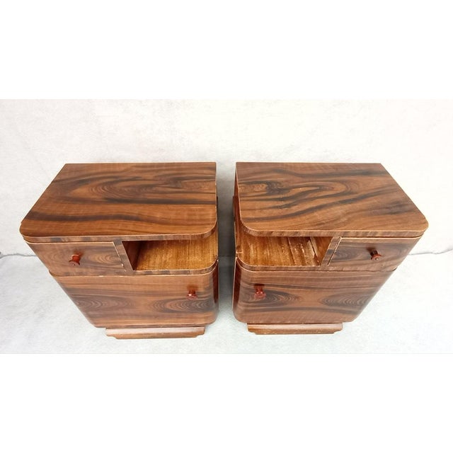 Very nice bedside tables in Art Deco style, in original authentic condition. Made of beech and spruce wood. Quality...