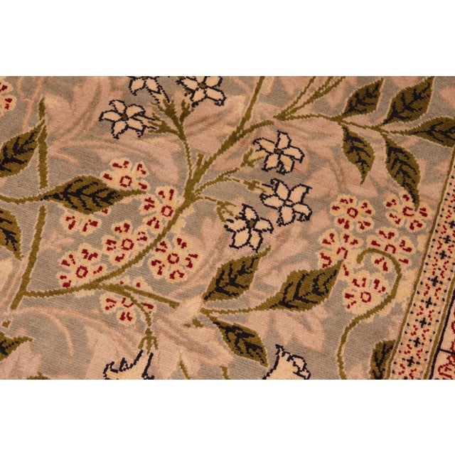 Shabby Chic Shabby Chic Floral 1990's Pak-Persian Green/Beige Wool Rug - 6'2'' X 9'3'' For Sale - Image 3 of 9