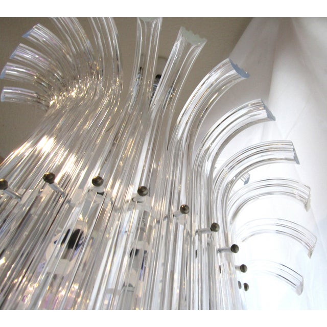 1970s Large 50 Inch Tall Mid-Century Modern Lucite and Chrome Waterfall U-Shaped Chandelier For Sale - Image 11 of 15