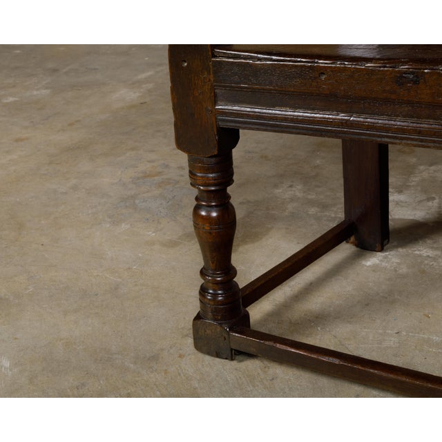 English George III Period Early 18th Century Oak Armchair with Carved Back For Sale - Image 10 of 12