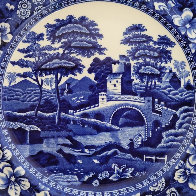 Farmhouse Set of 3 Antique Copeland Spode’s Tower Blue Transferware Dinner Plates For Sale - Image 3 of 5
